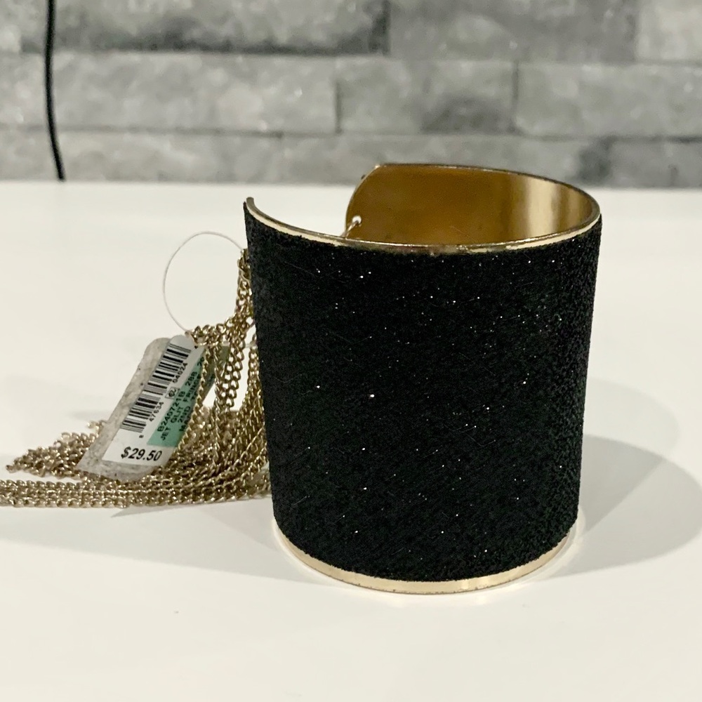 NWT Black fringe cuff bracelet